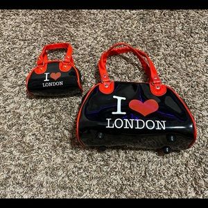 Black and Red “I heart ❤️ London” Purse + Mini Coin Purse